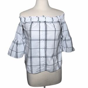 Abercrombie & Fitch plaid off the shoulder top